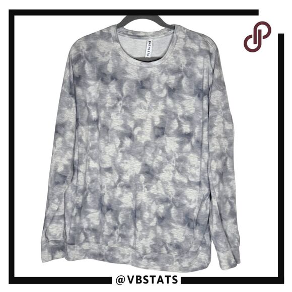 Athleta‎ Womens Studio To Street Balance Pullover Sweatshirt Gray White Medium - Picture 1 of 9